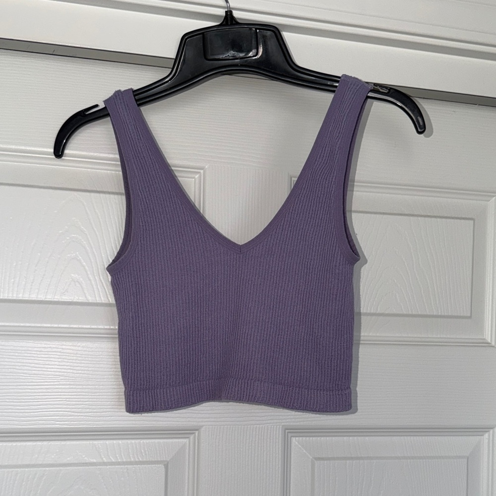 Purple Ribbed Women's Top